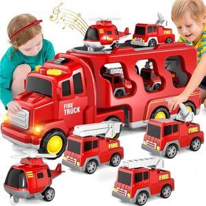Toddler Trucks Toys for Boys Age 1-3 3-5, 5 in 1 Fire Car Truck for Girls